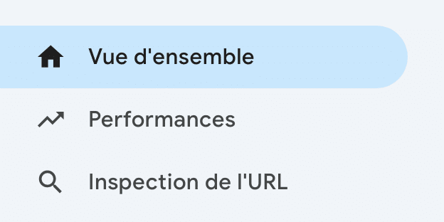 page d'entree Vue d'ensemble sur la search console GG