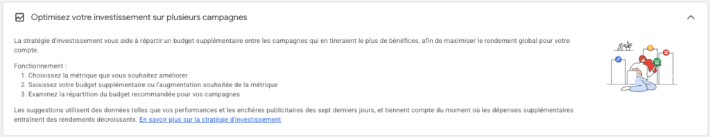 bloc d'information de reco sur le compte ads.