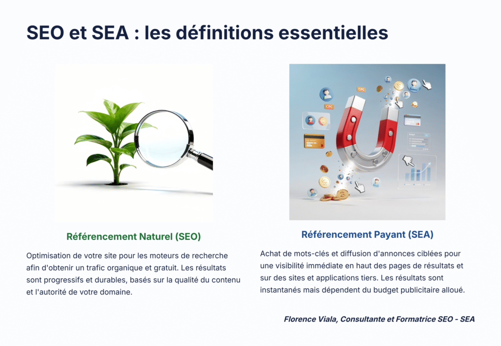 definition des deux stratégies de référencement : le seo et le sea