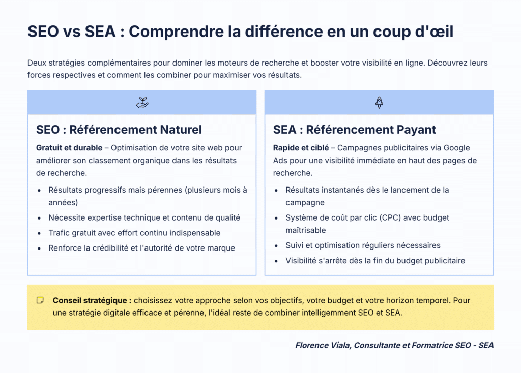 tableau comparatif seo et sea : definition et avantages