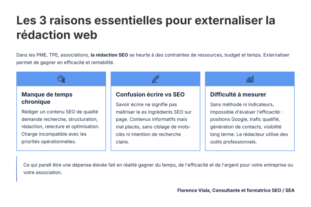 infographie 3 raisons pour externaliser la redaction des contenus de site web